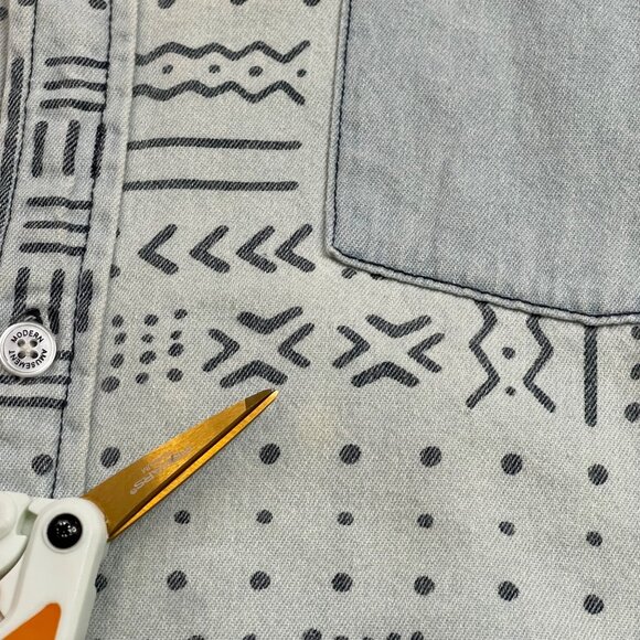 Modern Amusement Button Up Shirt Mens XL Blue Short Sleeve 100% Cotton FAIR‎ - Picture 5 of 15